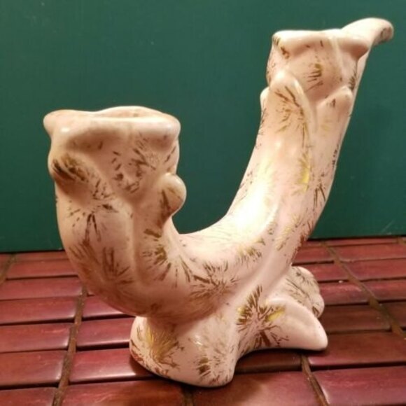 Vintage Mid Century Two-Tiered Asymmetrical Double Ceramic Candle Holder - Picture 2 of 6